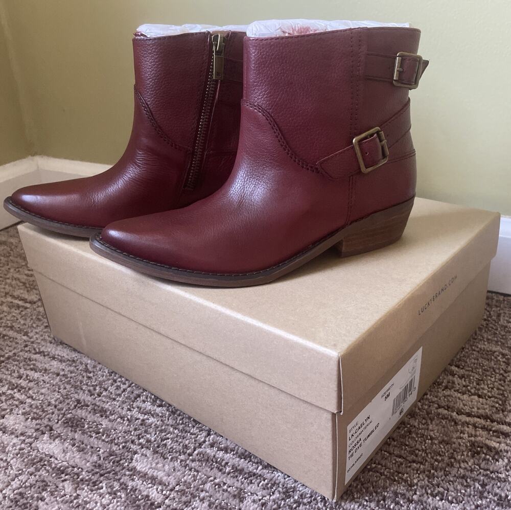 Lucky Brand Womens Caelyn Rossa Ankle Boots Size 5 M Red Leather